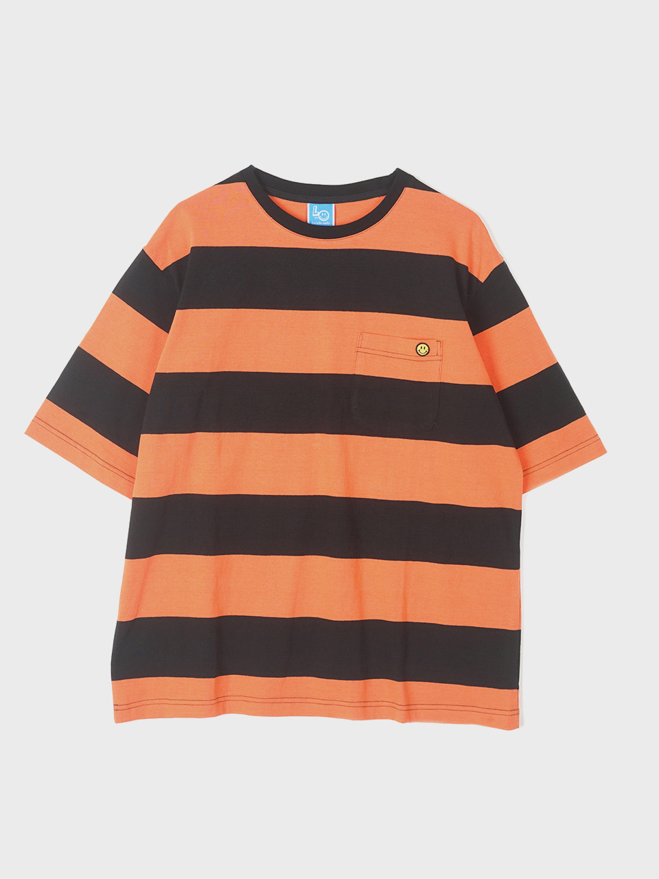 LOCALS ONLY Bigborder Stripe Pocket  T-shirts &quot;Orange/Black&quot;