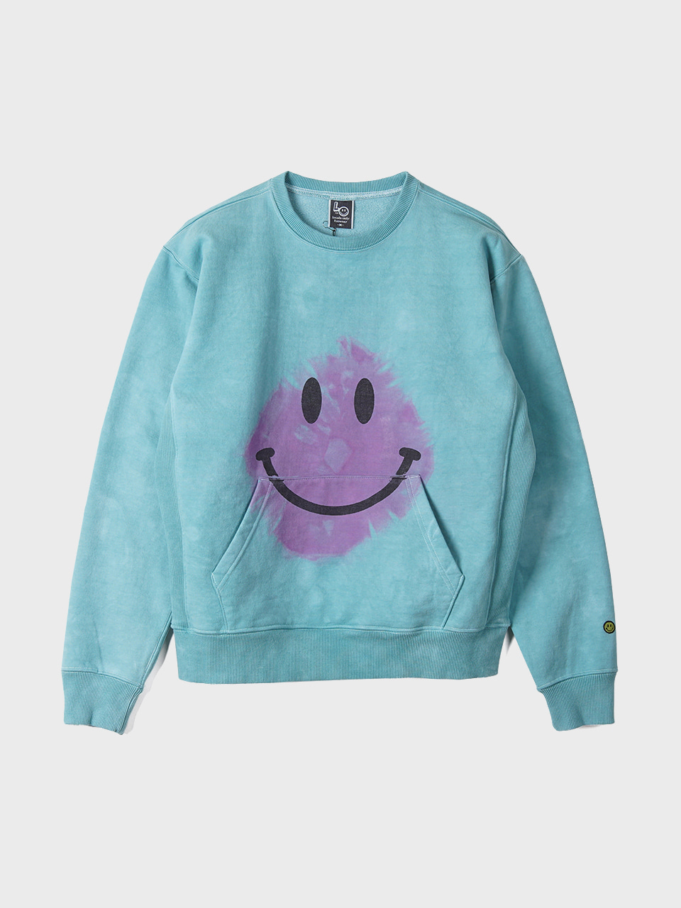 LOCALS ONLY Tie dye MAD Smile Sweat Shirts &quot;Turquoise/Pink&quot;