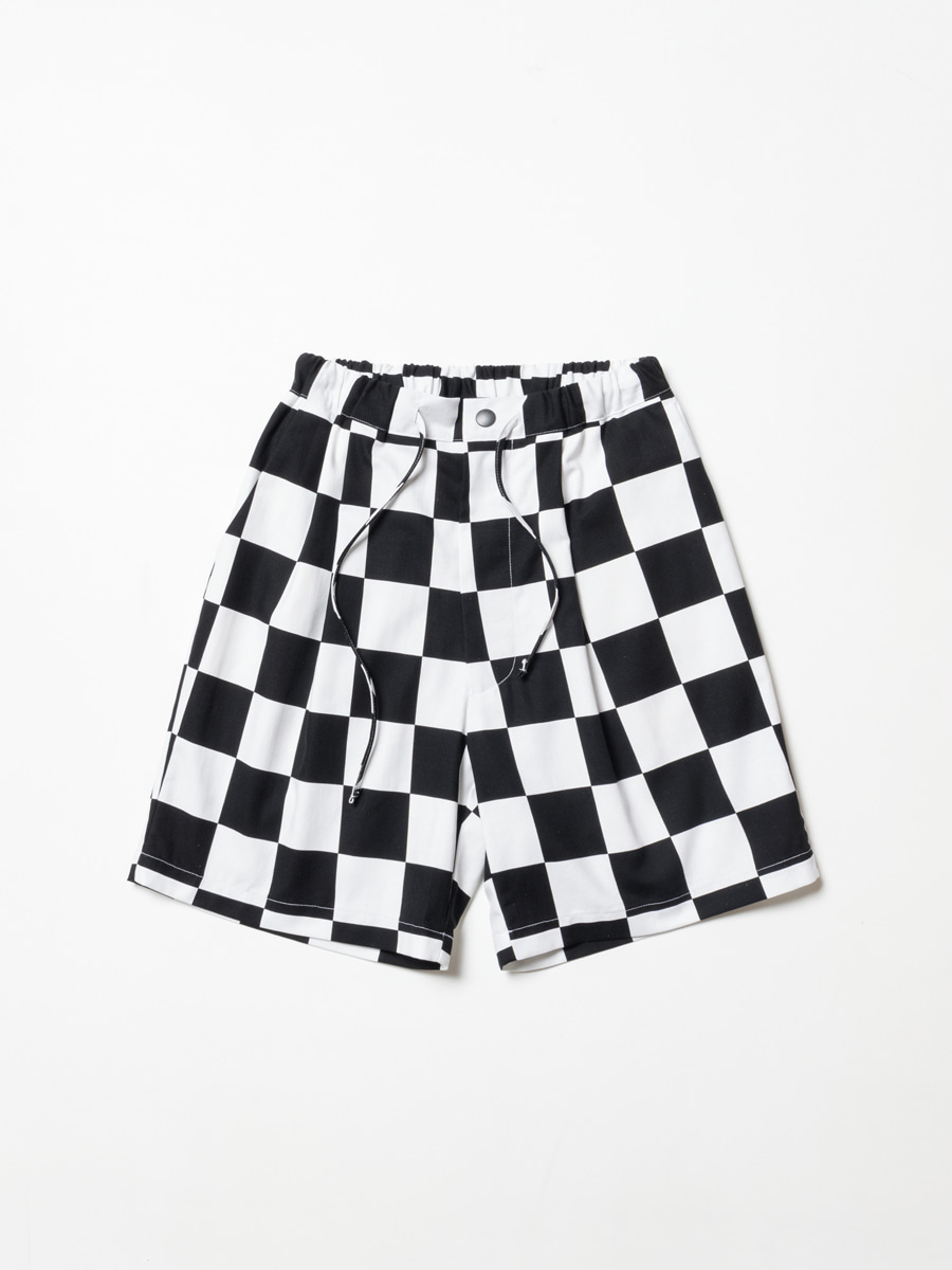 Checkerboard Shorts White Black