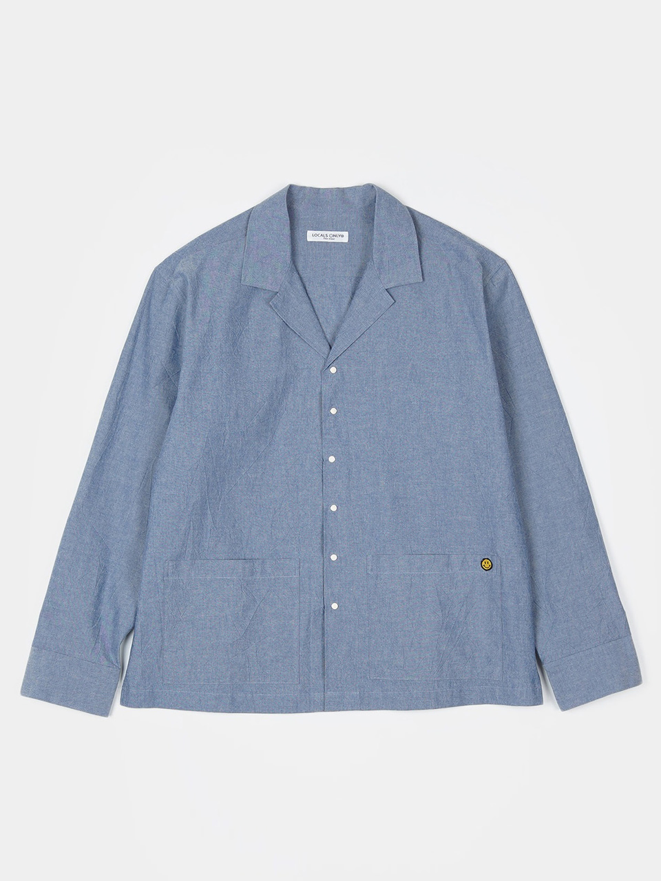 LOCALS ONLY Chambray Open Collar Shirts Jacket &quot;Indigo&quot;